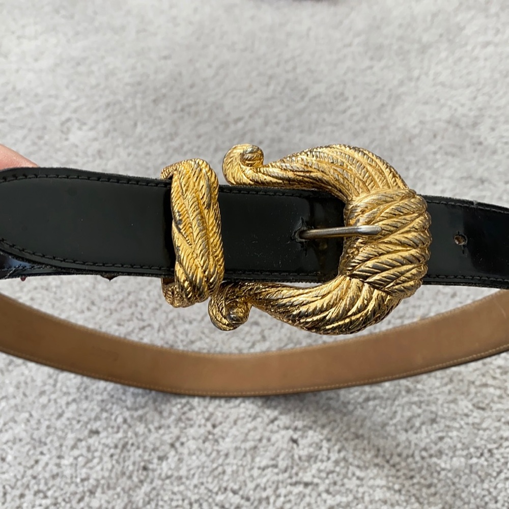 Black and gold leather belt
